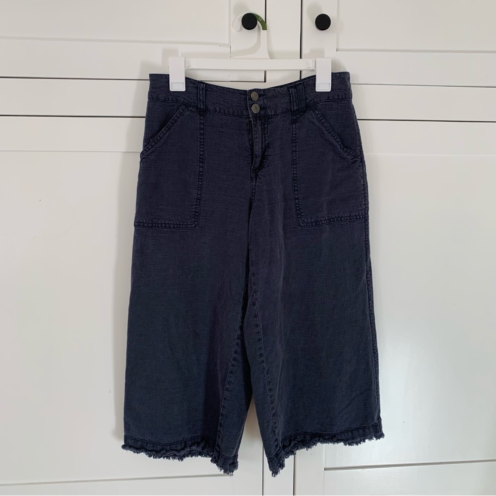 Marrakech Linen Blend Blue Long Shorts Size 26